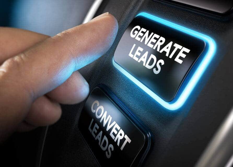 Obrazek przedstawia przycisk z napisem „Generate Leads”, czyli generuj leady. Dzięki Lead Scoringowi proces ten jest łatwiejszy